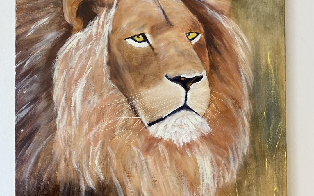 Lion, oil painting on canvas
