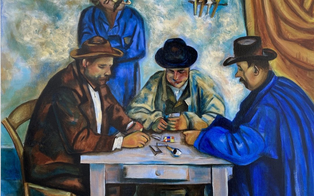 Players Inspired by Paul Cézanne acrylic painting on canvas