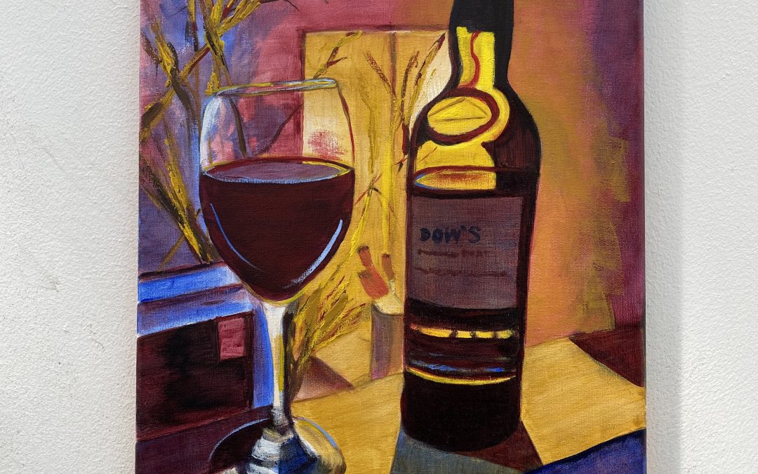 Still life (Port wine), acrylic painting on canvas